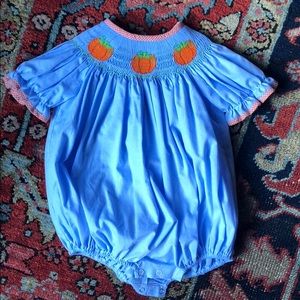 Smocked pumpkin bubble 12 months